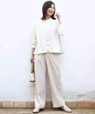 FKLGD30160 MK MICHEL KLEIN(MK ミッシェルクラン) [SANAGARAシリーズ/UVカット/接触冷感/洗える]デニムライク ワイドパンツ ネイビー