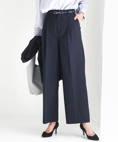 FKLGD34170 MK MICHEL KLEIN [イージーケア/洗える]ドライタッチストレッチ ワイドパンツ