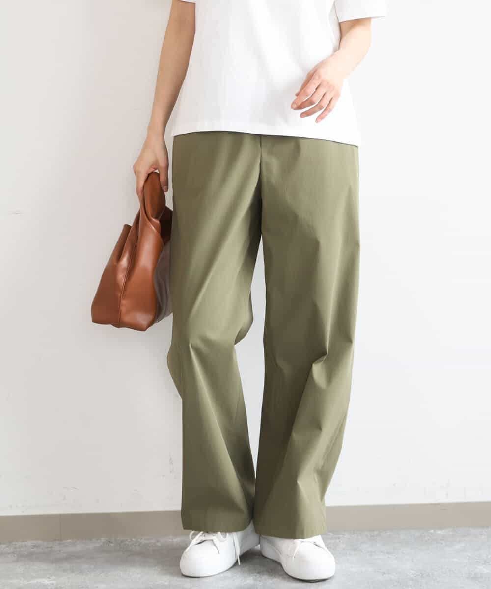 FKLGD40170 MK MICHEL KLEIN(MK ミッシェルクラン) [抗ピリング/洗える]コットンライクストレッチワイドパンツ カーキ