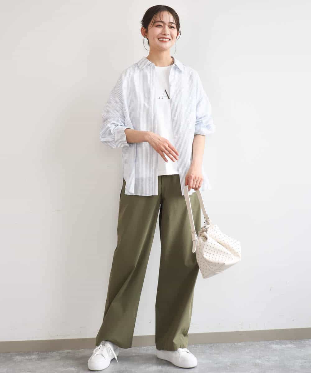 FKLGD40170 MK MICHEL KLEIN(MK ミッシェルクラン) [抗ピリング/洗える]コットンライクストレッチワイドパンツ ネイビー