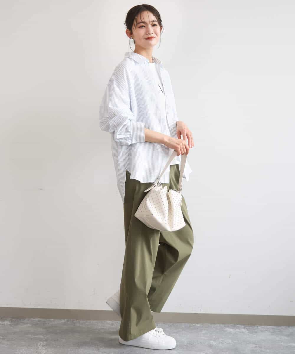 FKLGD40170 MK MICHEL KLEIN(MK ミッシェルクラン) [抗ピリング/洗える]コットンライクストレッチワイドパンツ ネイビー