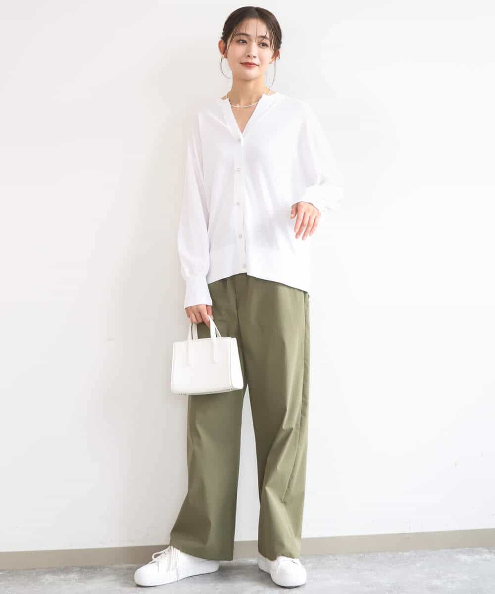 FKLGD40170 MK MICHEL KLEIN(MK ミッシェルクラン) [抗ピリング/洗える]コットンライクストレッチワイドパンツ ネイビー