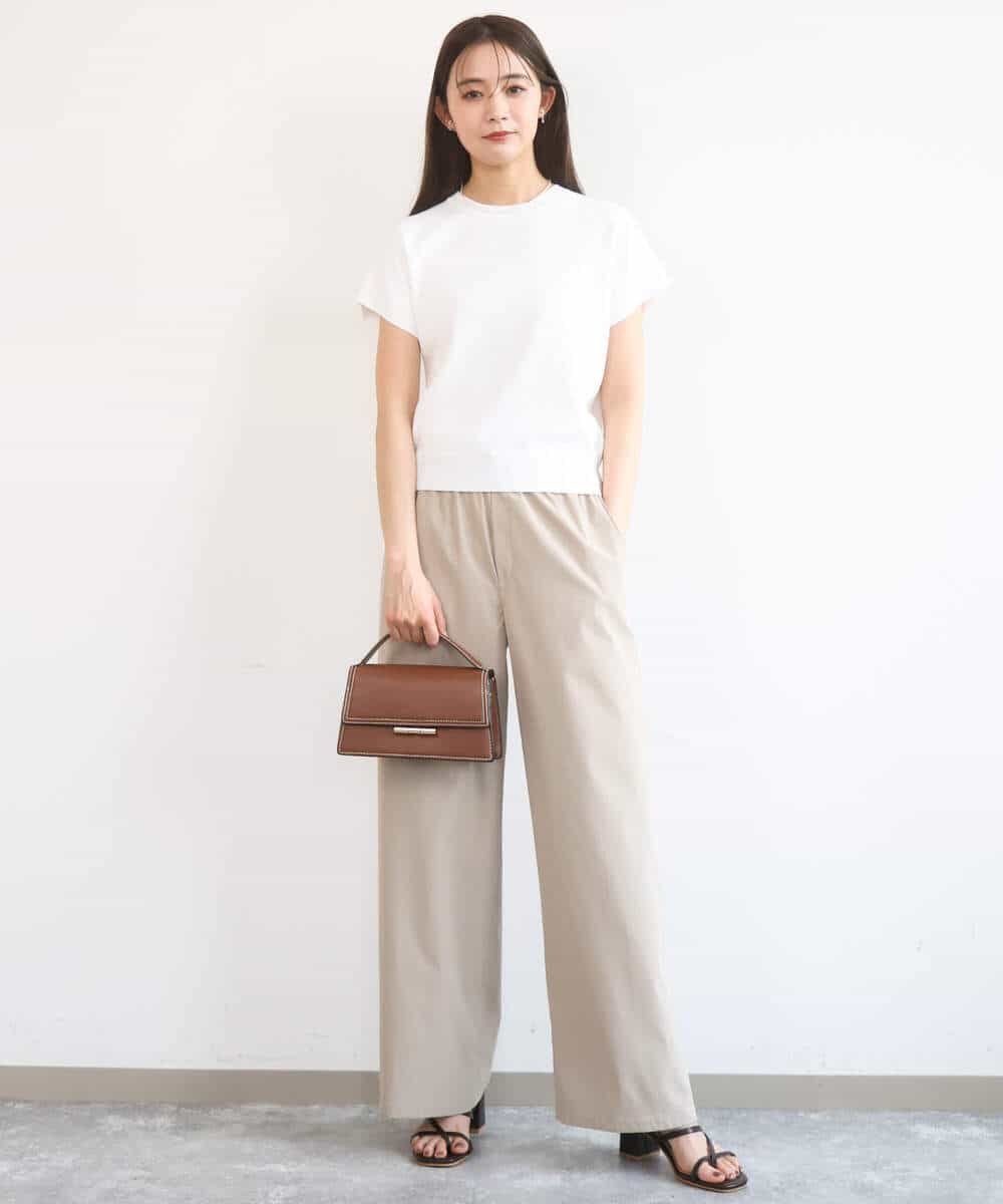 FKLGD40170 MK MICHEL KLEIN(MK ミッシェルクラン) [抗ピリング/洗える]コットンライクストレッチワイドパンツ ネイビー