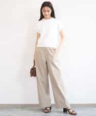 FKLGD40170 MK MICHEL KLEIN(MK ミッシェルクラン) [抗ピリング/洗える]コットンライクストレッチワイドパンツ ネイビー