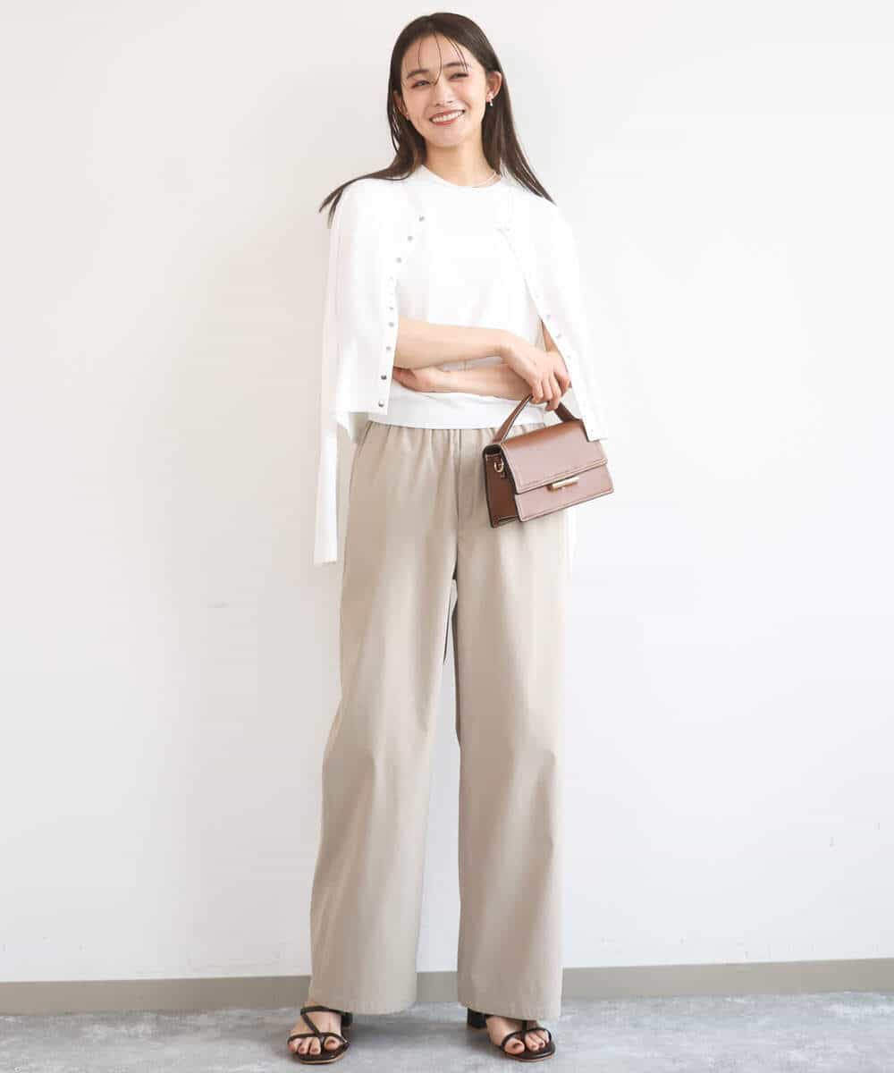 FKLGD40170 MK MICHEL KLEIN(MK ミッシェルクラン) [抗ピリング/洗える]コットンライクストレッチワイドパンツ ネイビー