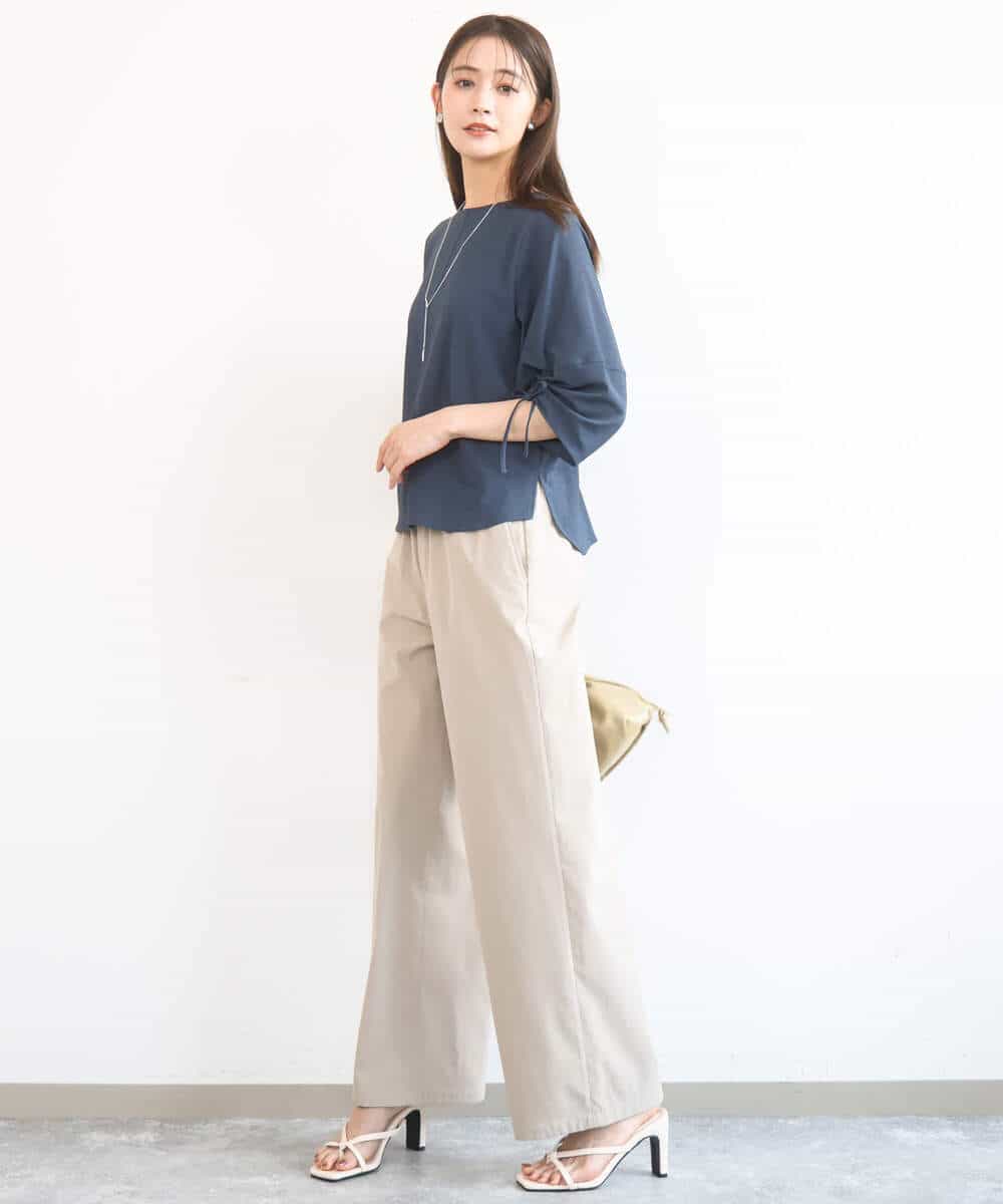 FKLGD40170 MK MICHEL KLEIN(MK ミッシェルクラン) [抗ピリング/洗える]コットンライクストレッチワイドパンツ ネイビー