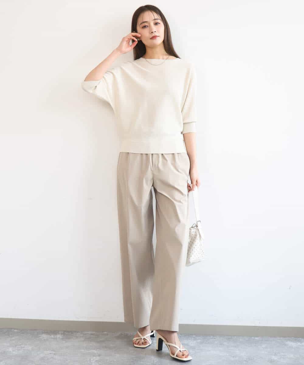 FKLGD40170 MK MICHEL KLEIN(MK ミッシェルクラン) [抗ピリング/洗える]コットンライクストレッチワイドパンツ ネイビー