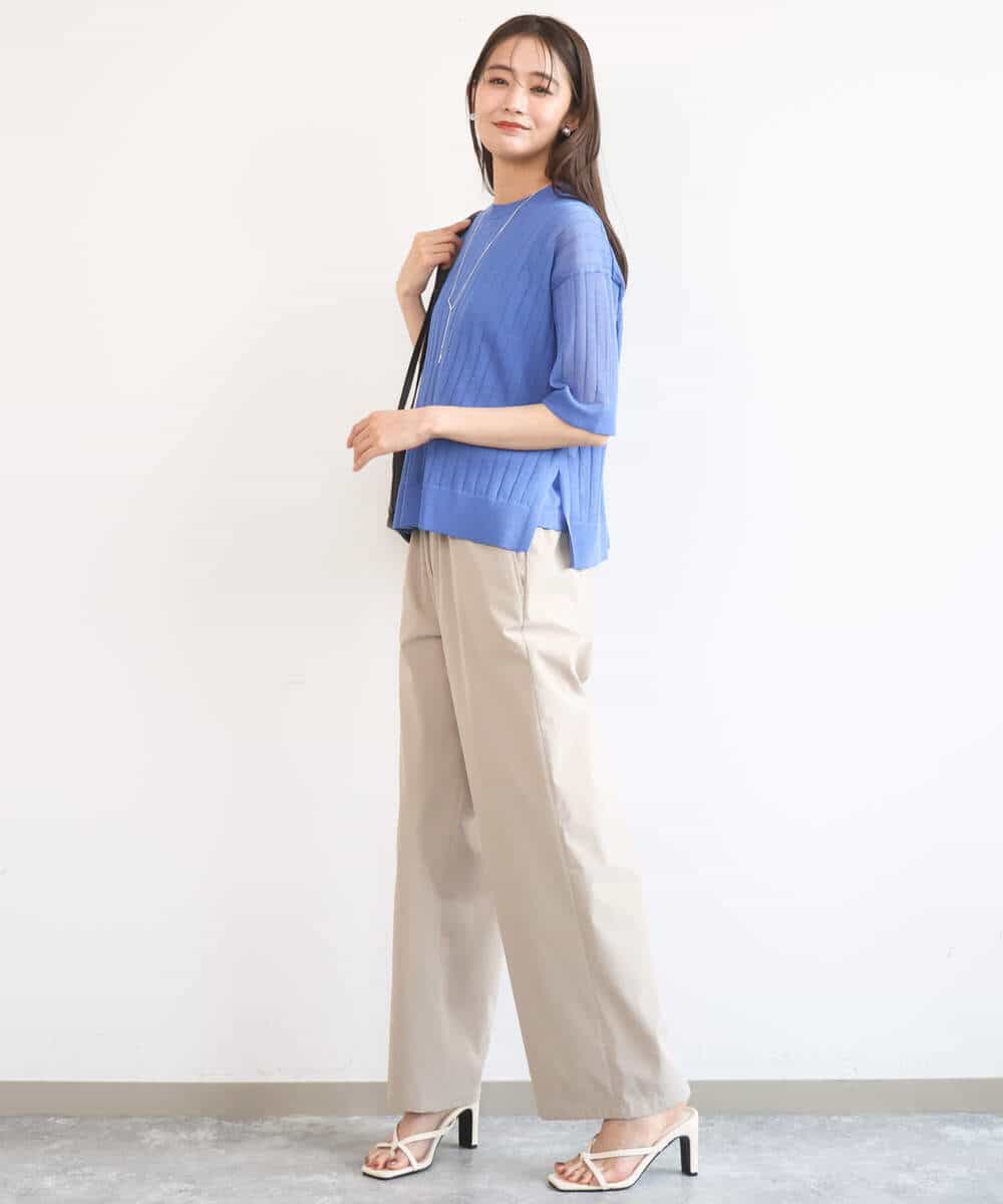 FKLGD40170 MK MICHEL KLEIN(MK ミッシェルクラン) [抗ピリング/洗える]コットンライクストレッチワイドパンツ ネイビー