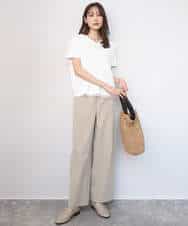 FKLGD40170 MK MICHEL KLEIN(MK ミッシェルクラン) [抗ピリング/洗える]コットンライクストレッチワイドパンツ ネイビー