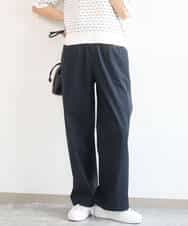 FKLGD40170 MK MICHEL KLEIN(MK ミッシェルクラン) [抗ピリング/洗える]コットンライクストレッチワイドパンツ ネイビー
