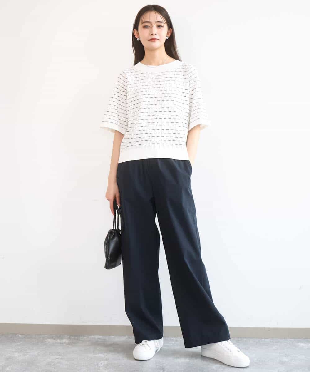 FKLGD40170 MK MICHEL KLEIN(MK ミッシェルクラン) [抗ピリング/洗える]コットンライクストレッチワイドパンツ ネイビー