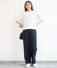 FKLGD40170 MK MICHEL KLEIN(MK ミッシェルクラン) [抗ピリング/洗える]コットンライクストレッチワイドパンツ ネイビー