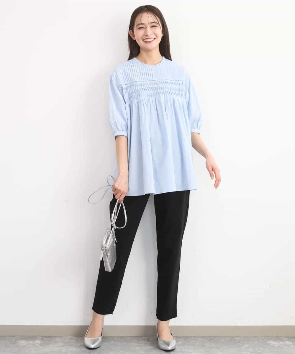 FKLGD41130 MK MICHEL KLEIN(MK ミッシェルクラン) [洗える]ハイストレッチ細身シルエットパンツ ネイビー
