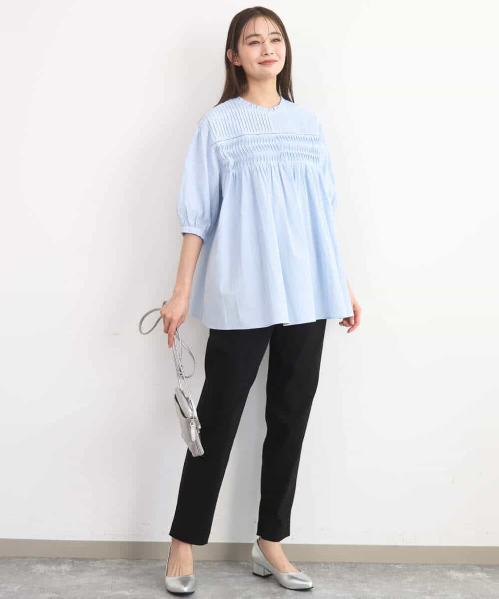 FKLGD41130 MK MICHEL KLEIN(MK ミッシェルクラン) [洗える]ハイストレッチ細身シルエットパンツ ネイビー