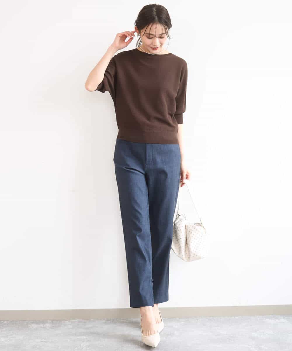 FKLGD41130 MK MICHEL KLEIN(MK ミッシェルクラン) [洗える]ハイストレッチ細身シルエットパンツ ネイビー