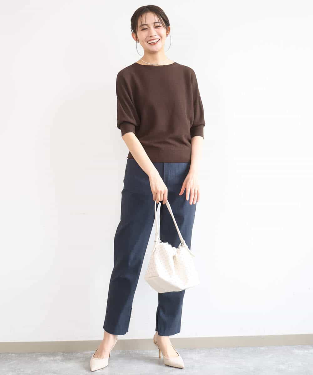 FKLGD41130 MK MICHEL KLEIN(MK ミッシェルクラン) [洗える]ハイストレッチ細身シルエットパンツ ネイビー