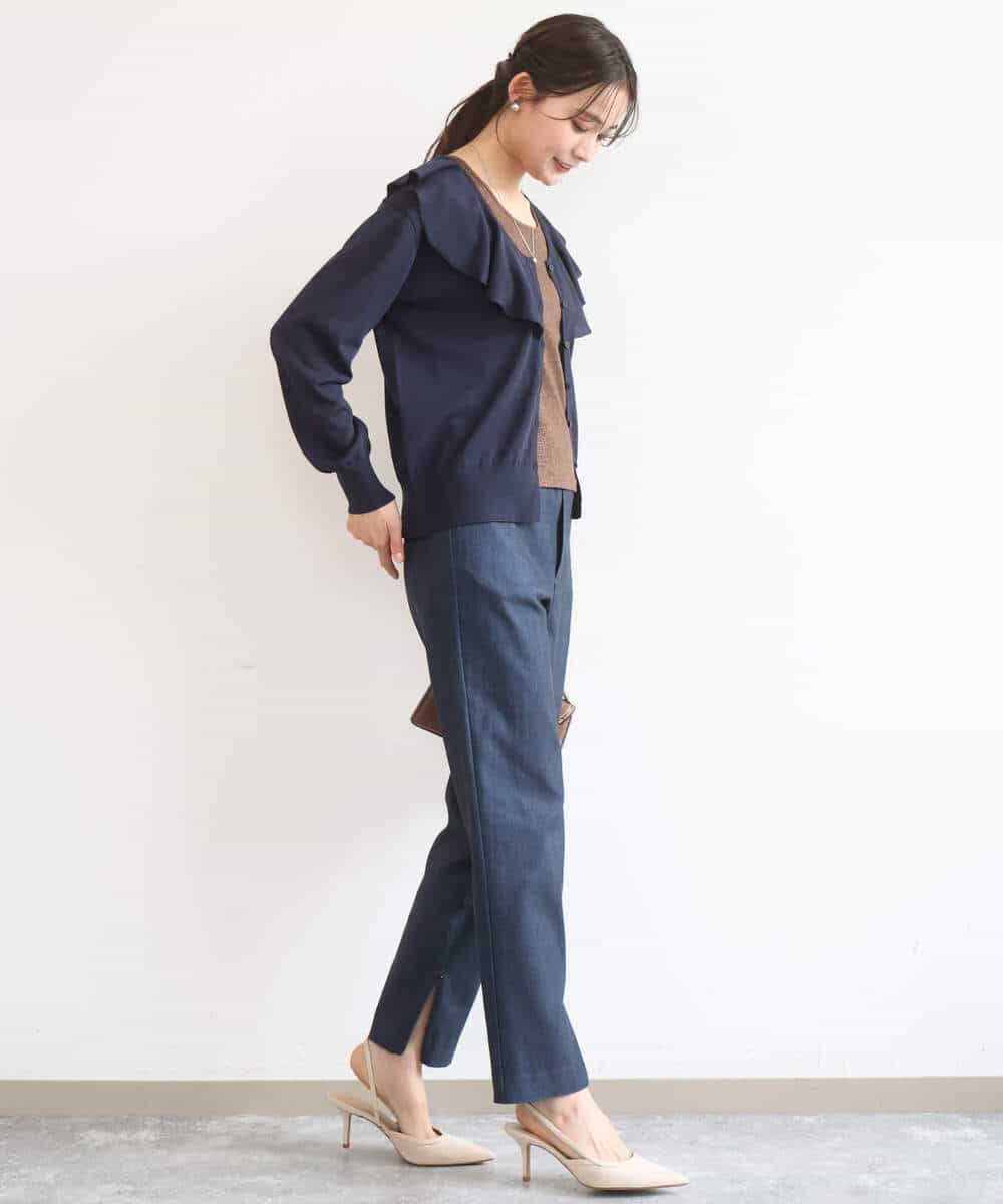FKLGD41130 MK MICHEL KLEIN(MK ミッシェルクラン) [洗える]ハイストレッチ細身シルエットパンツ ネイビー
