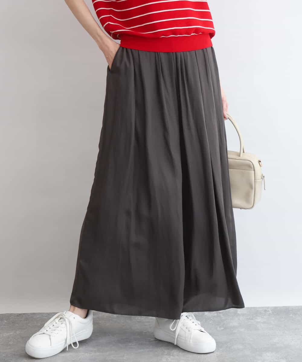FKLGD53160 MK MICHEL KLEIN(MK ミッシェルクラン) [瞬美シリーズ/UVカット/接触冷感/洗える]サテンワイドパンツ キャメル