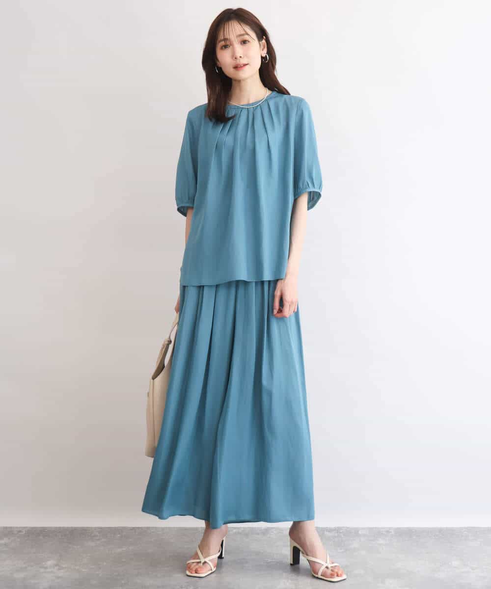 FKLGD53160 MK MICHEL KLEIN(MK ミッシェルクラン) [瞬美シリーズ/UVカット/接触冷感/洗える]サテンワイドパンツ キャメル