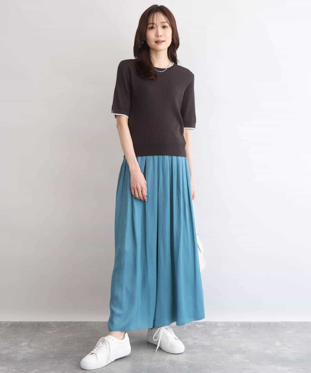 FKLGD53160 MK MICHEL KLEIN(MK ミッシェルクラン) [瞬美シリーズ/UVカット/接触冷感/洗える]サテンワイドパンツ キャメル