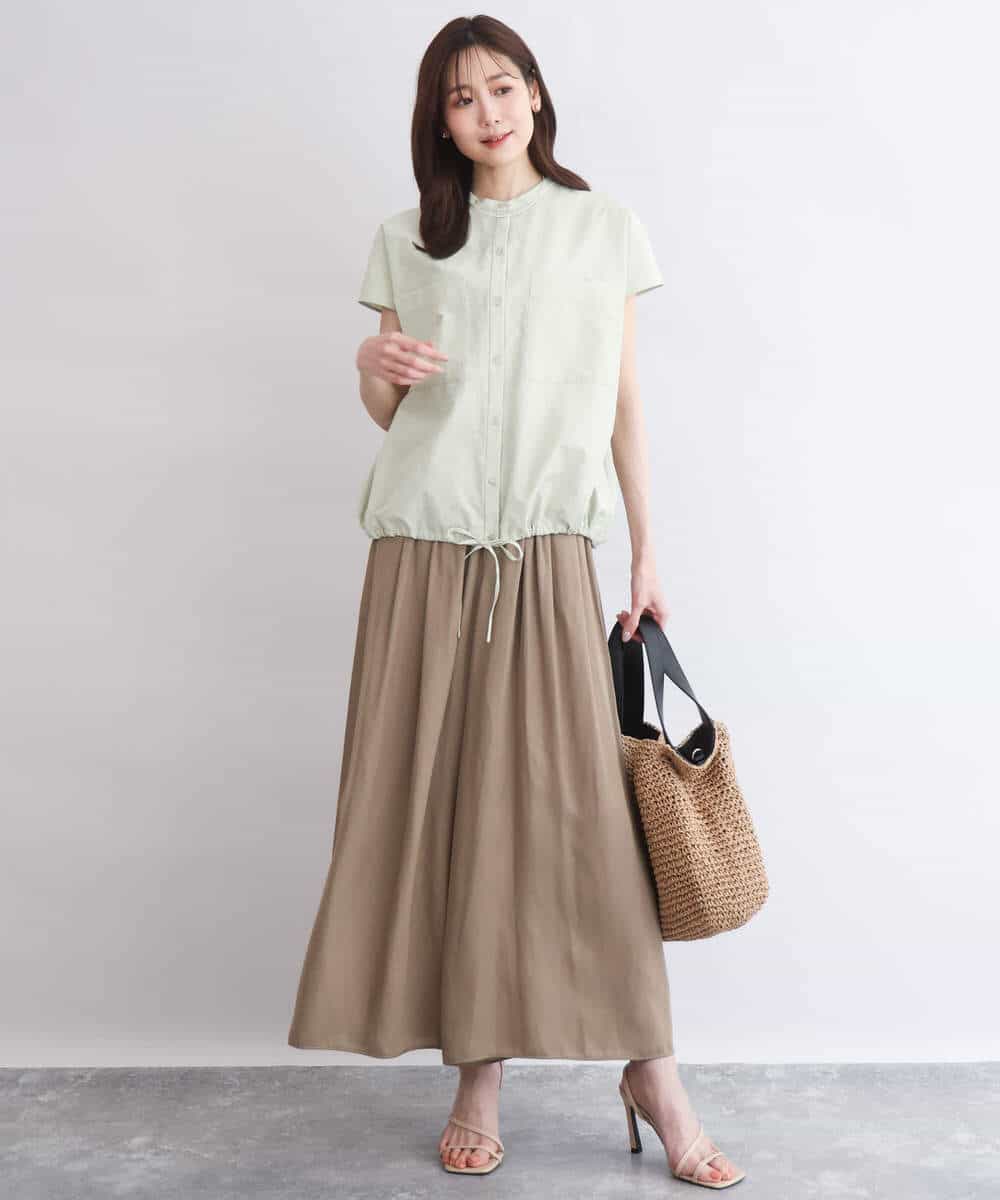 FKLGD53160 MK MICHEL KLEIN(MK ミッシェルクラン) [瞬美シリーズ/UVカット/接触冷感/洗える]サテンワイドパンツ キャメル