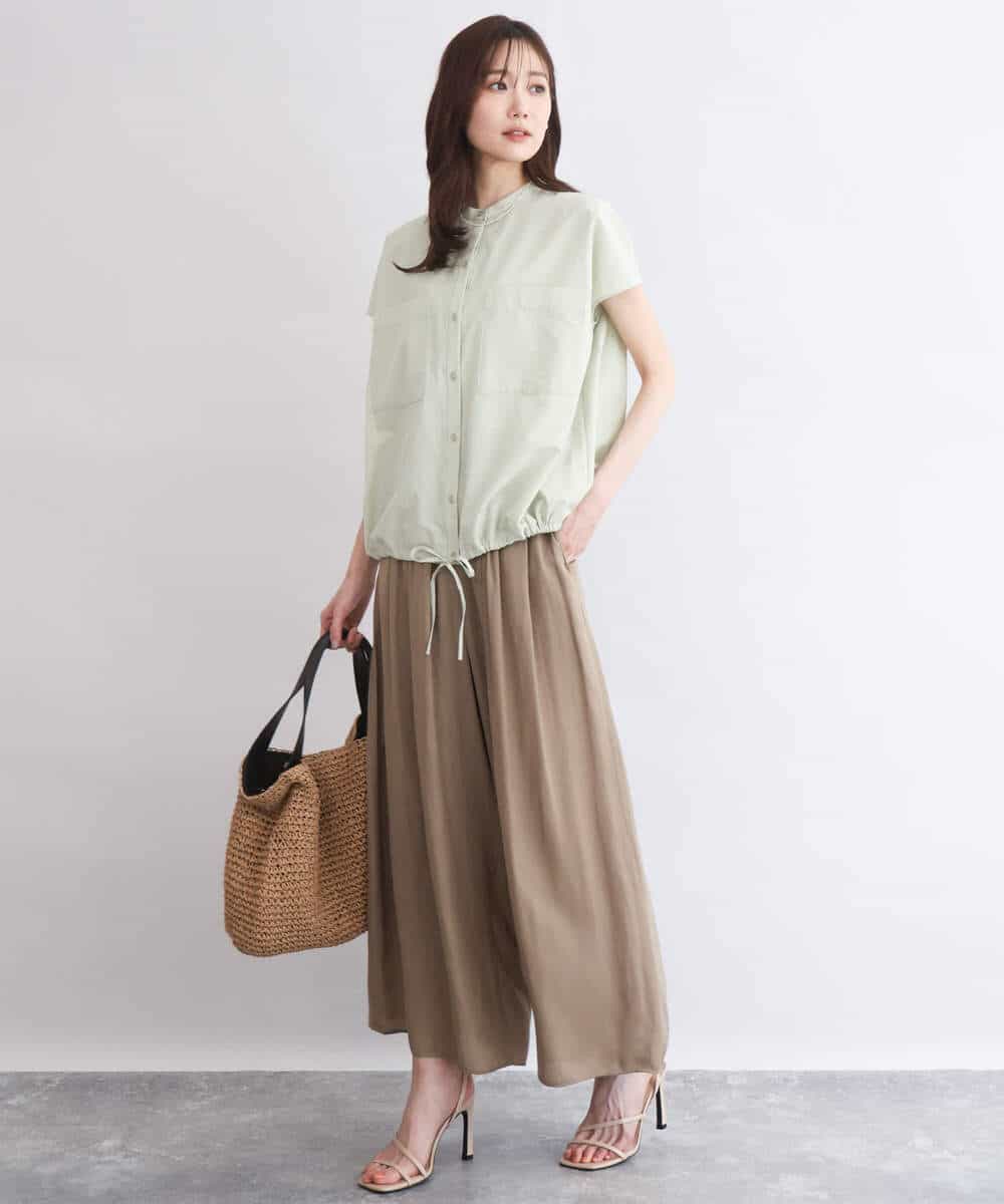 FKLGD53160 MK MICHEL KLEIN(MK ミッシェルクラン) [瞬美シリーズ/UVカット/接触冷感/洗える]サテンワイドパンツ キャメル