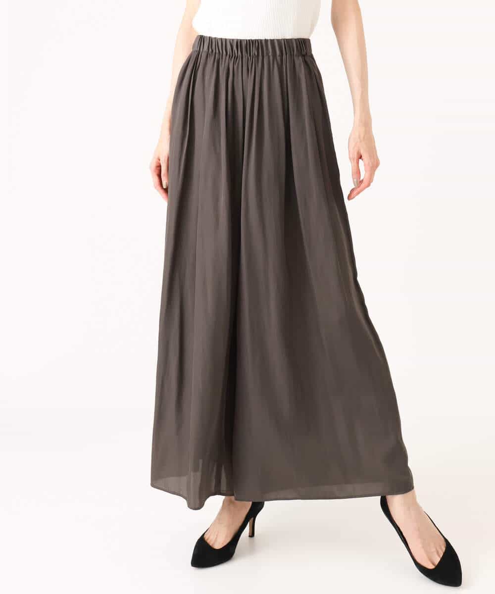 FKLGD53160 MK MICHEL KLEIN(MK ミッシェルクラン) [瞬美シリーズ/UVカット/接触冷感/洗える]サテンワイドパンツ キャメル