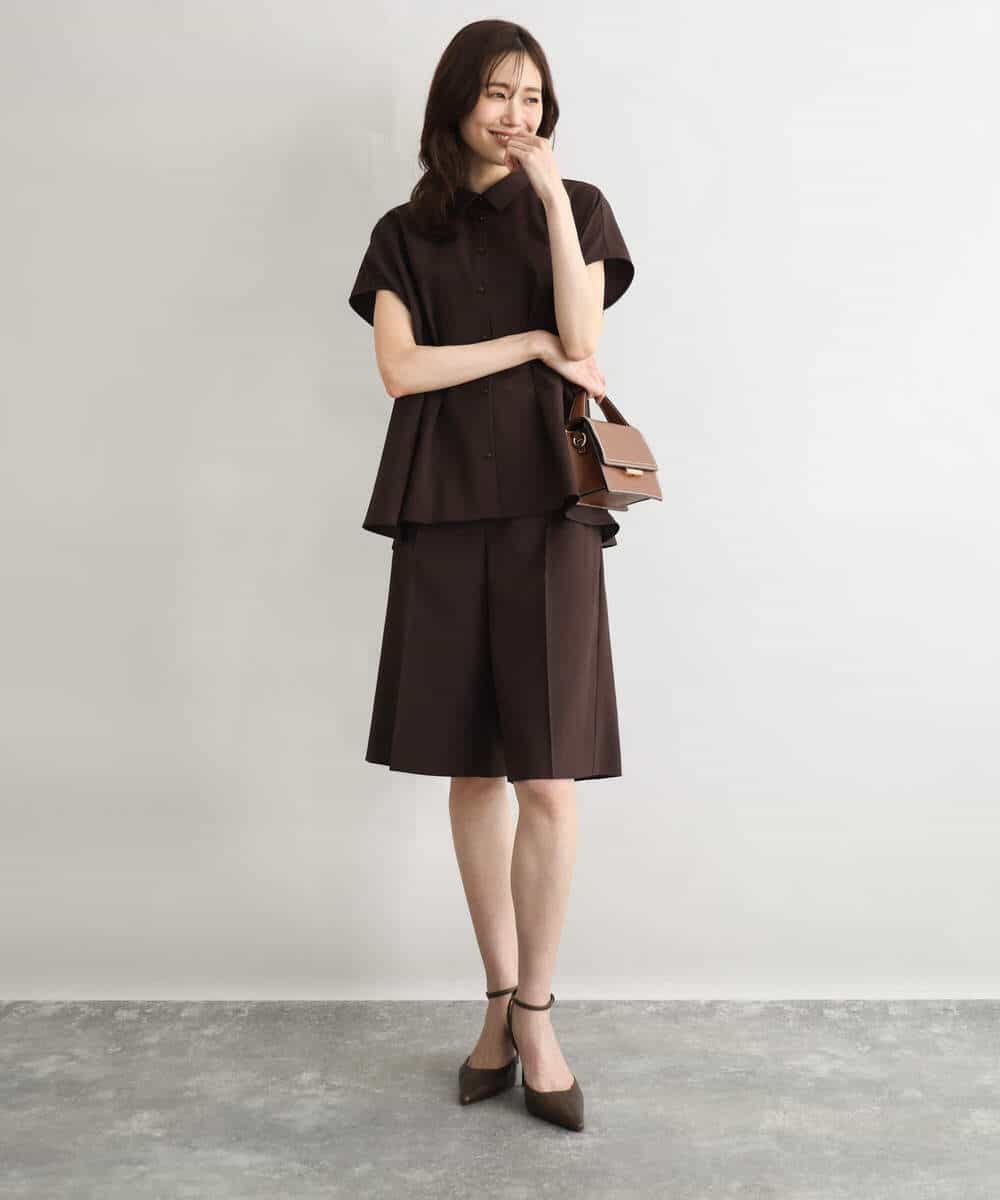 FKLGD57150 MK MICHEL KLEIN(MK ミッシェルクラン) [洗える]リネンライクストレッチ ショートパンツ ベージュ