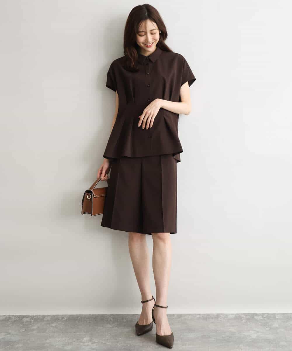 FKLGD57150 MK MICHEL KLEIN(MK ミッシェルクラン) [洗える]リネンライクストレッチ ショートパンツ ベージュ