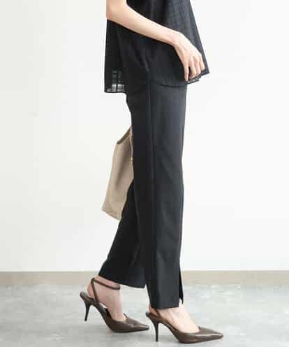 FKLJD30170 MK MICHEL KLEIN [洗える]センタースリット入りストレッチパンツ