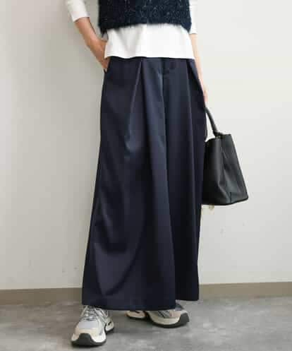 FKLJD40180 MK MICHEL KLEIN [洗える]サテンストレッチワイドパンツ