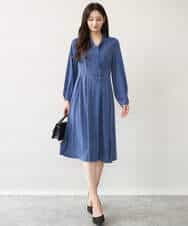 FKPJD30190 MK MICHEL KLEIN(MK ミッシェルクラン) [洗える]ダイヤ柄ジャージーワンピース ブルー