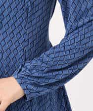 FKPJD30190 MK MICHEL KLEIN(MK ミッシェルクラン) [洗える]ダイヤ柄ジャージーワンピース ブルー