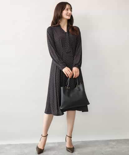 FKPJD30190 MK MICHEL KLEIN [洗える]ダイヤ柄ジャージーワンピース