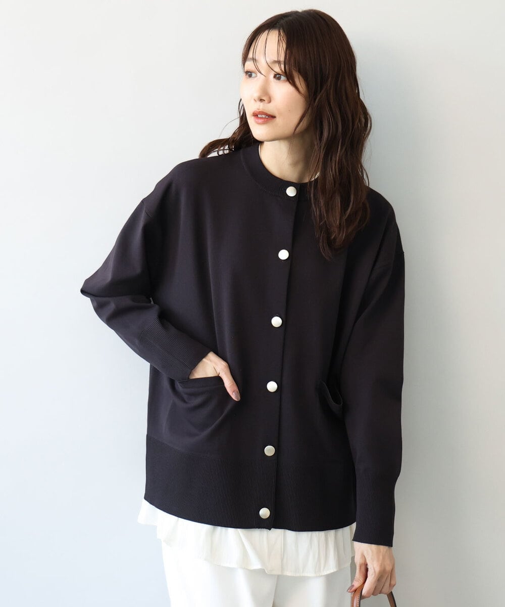 FKSAG40160 MK MICHEL KLEIN(MK ミッシェルクラン) [洗える]ポケットデザインミドル丈ニットカーディガン レッド