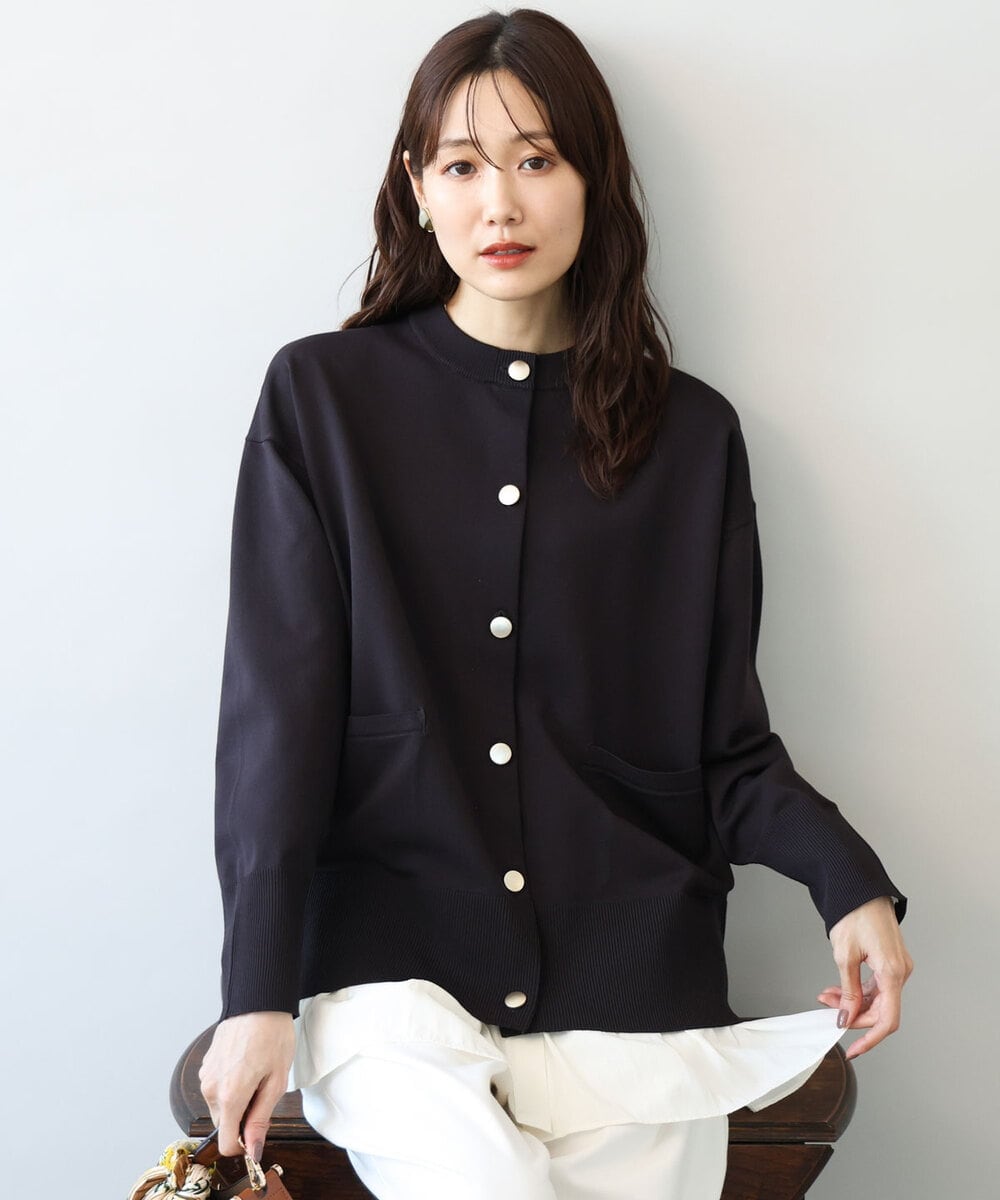 FKSAG40160 MK MICHEL KLEIN(MK ミッシェルクラン) [洗える]ポケットデザインミドル丈ニットカーディガン レッド