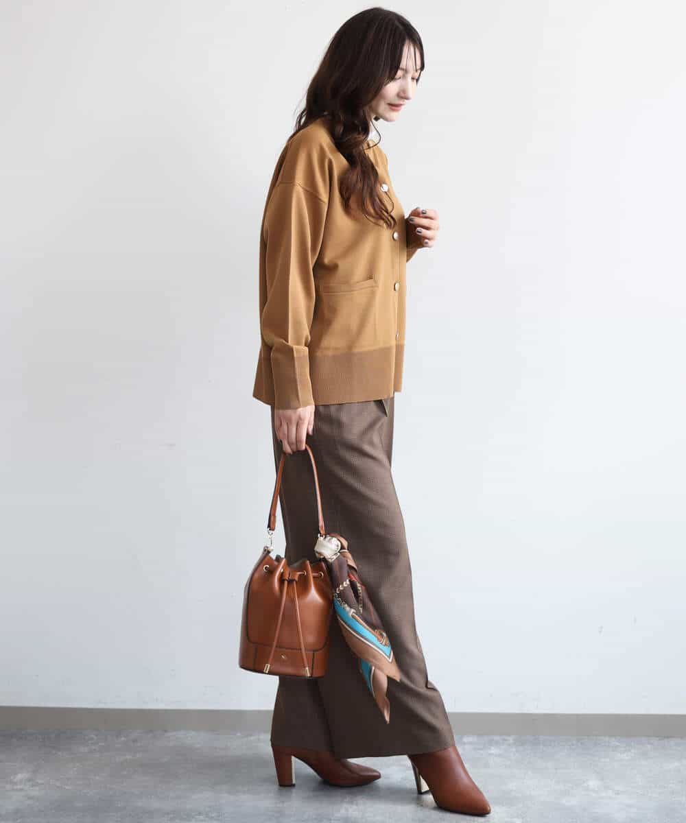 FKSAG40160 MK MICHEL KLEIN(MK ミッシェルクラン) [洗える]ポケットデザインミドル丈ニットカーディガン レッド