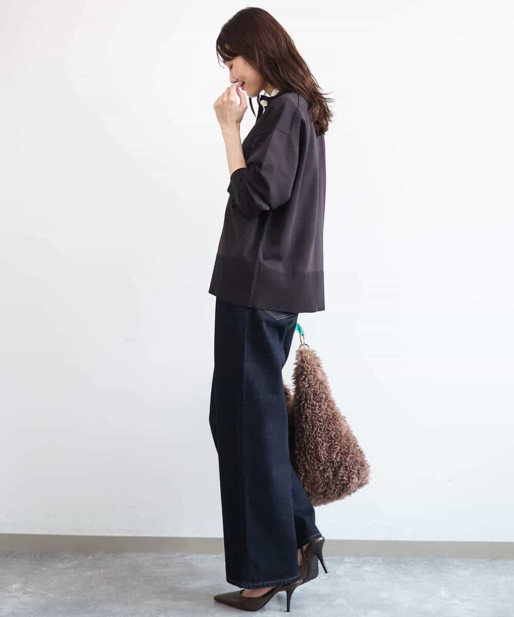 FKSAG40160 MK MICHEL KLEIN(MK ミッシェルクラン) [洗える]ポケットデザインミドル丈ニットカーディガン レッド