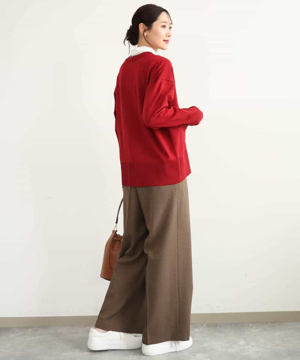 FKSAG40160 MK MICHEL KLEIN(MK ミッシェルクラン) [洗える]ポケットデザインミドル丈ニットカーディガン レッド