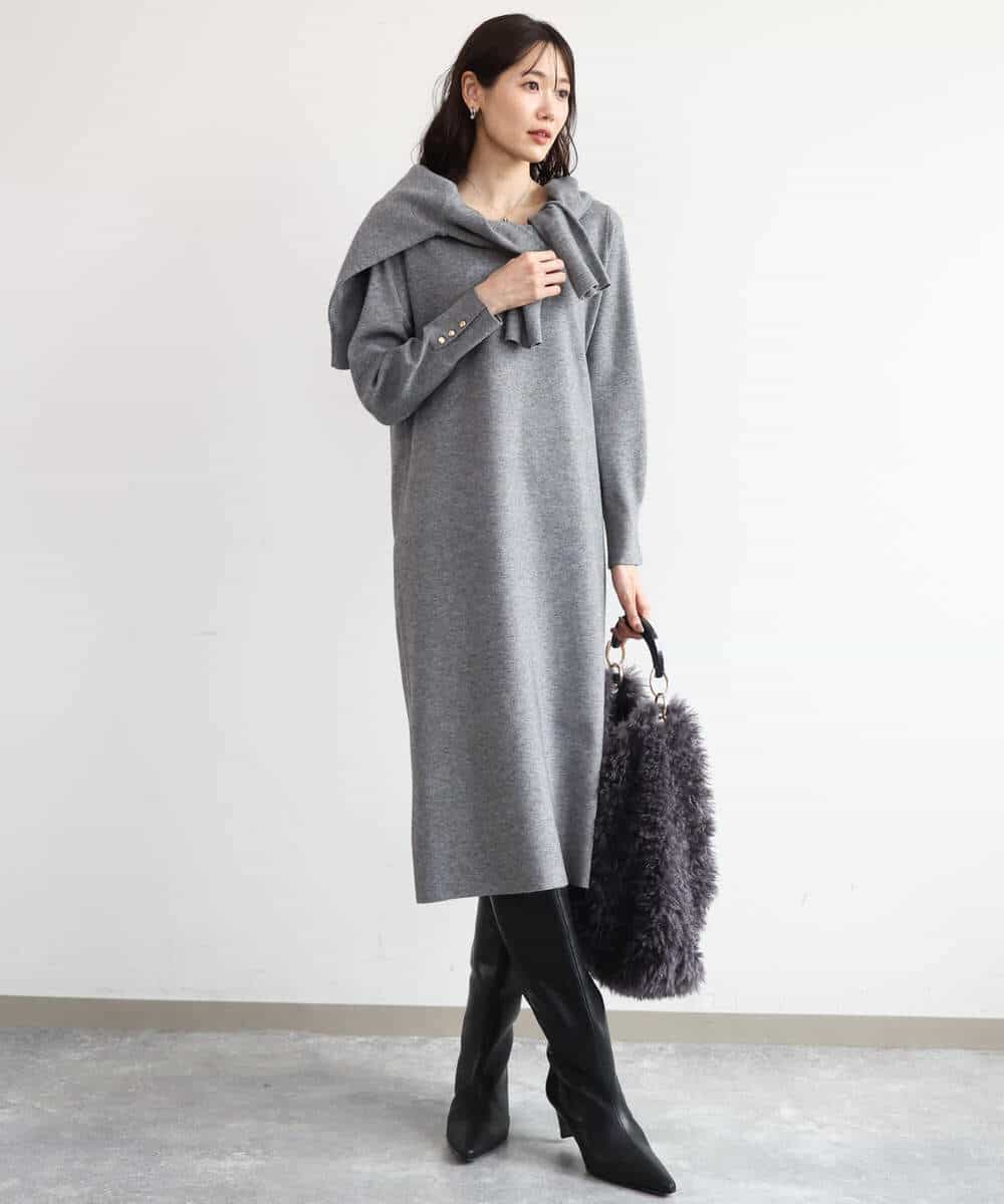 FKSAG43150 MK MICHEL KLEIN(MK ミッシェルクラン) [洗える]衿付きニットカーディガン グレー