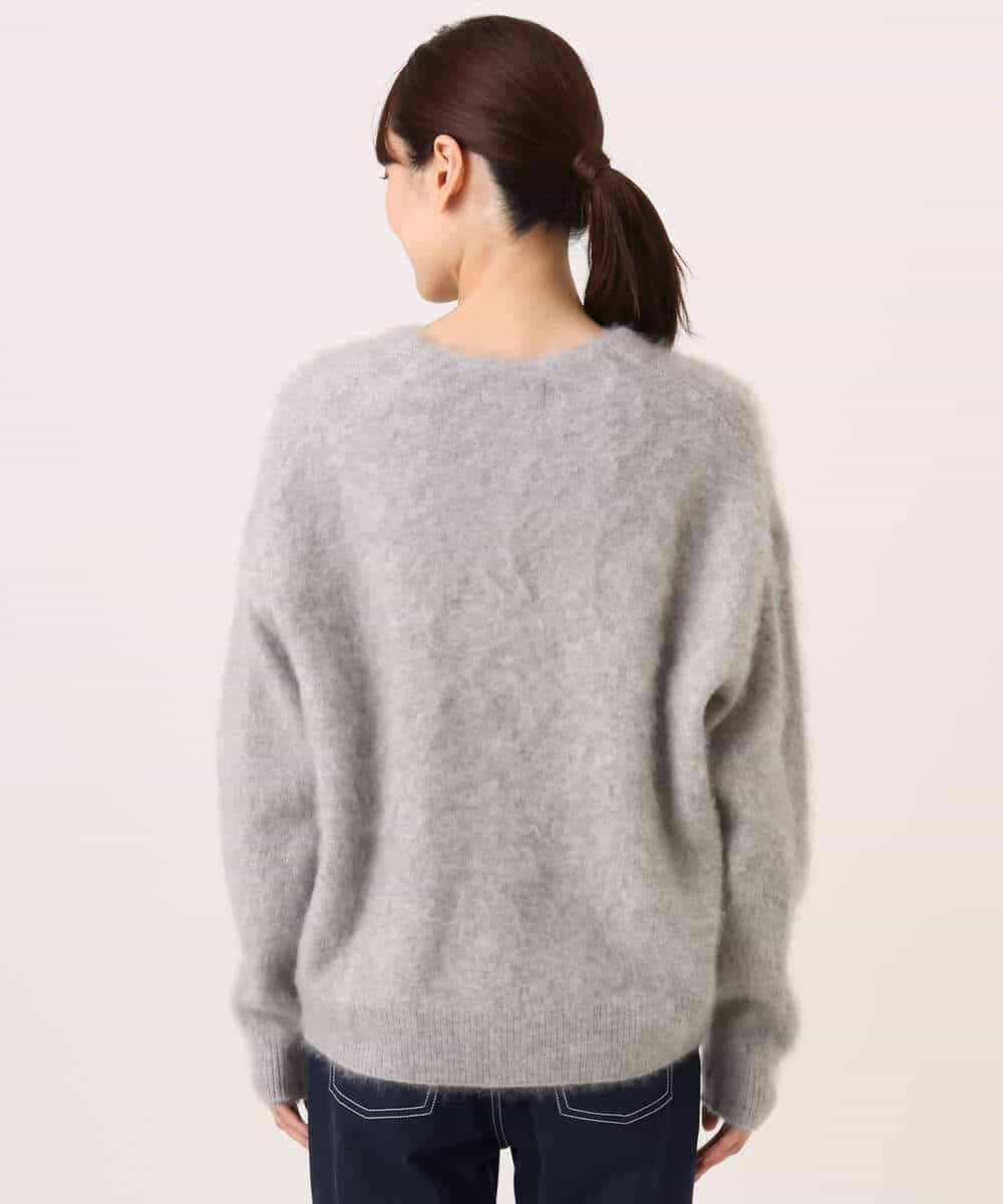 FKSAG50250 MK MICHEL KLEIN(MK ミッシェルクラン) ブラッシュウール Vネックニットカーディガン グレー