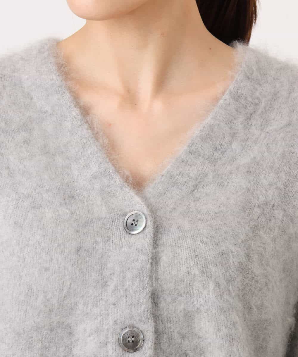 FKSAG50250 MK MICHEL KLEIN(MK ミッシェルクラン) ブラッシュウール Vネックニットカーディガン グレー