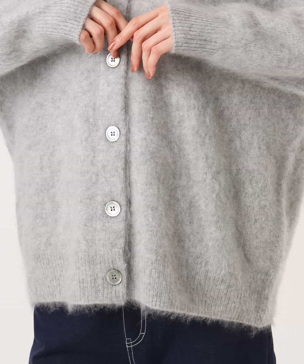 FKSAG50250 MK MICHEL KLEIN(MK ミッシェルクラン) ブラッシュウール Vネックニットカーディガン グレー