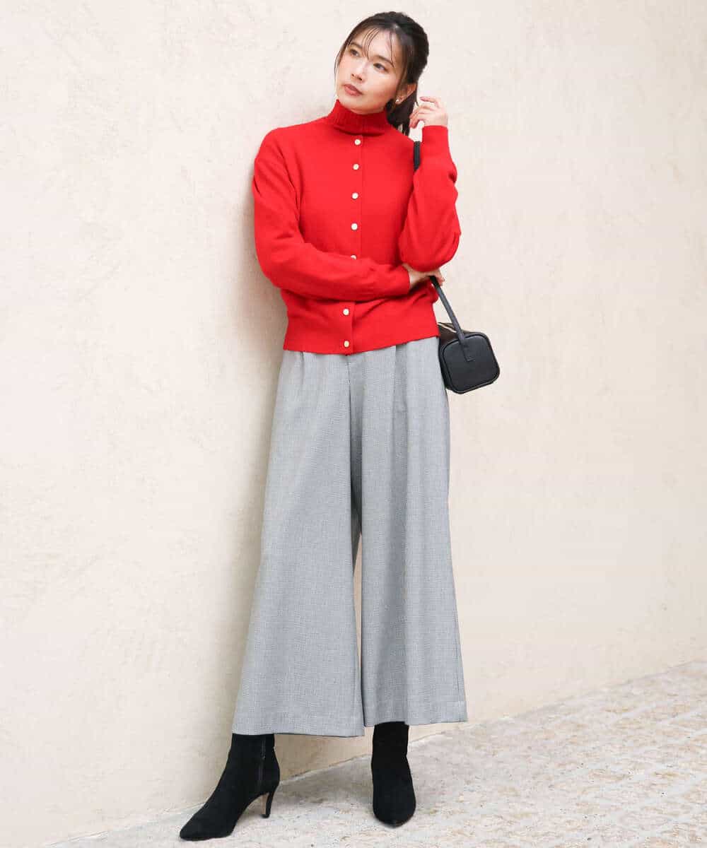 FKSAG56160 MK MICHEL KLEIN(MK ミッシェルクラン) [ウール100/洗える]SUPER FINE WOOLベーシックカーディガン グレー