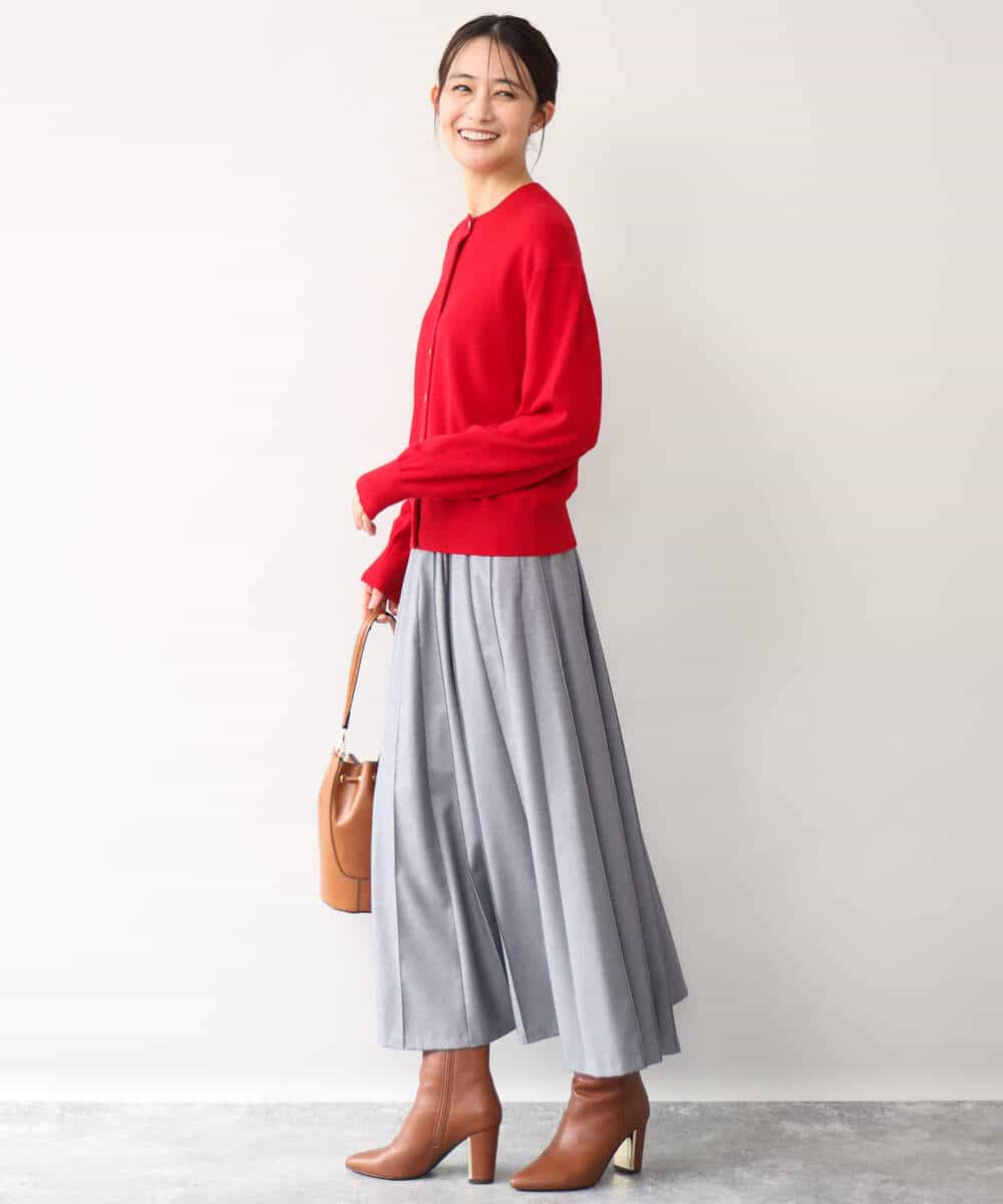 FKSAG56160 MK MICHEL KLEIN(MK ミッシェルクラン) [ウール100/洗える]SUPER FINE WOOLベーシックカーディガン グレー