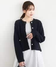 FKSDD10190 MK MICHEL KLEIN(MK ミッシェルクラン) [洗える]ニットツィードジャケット ネイビー