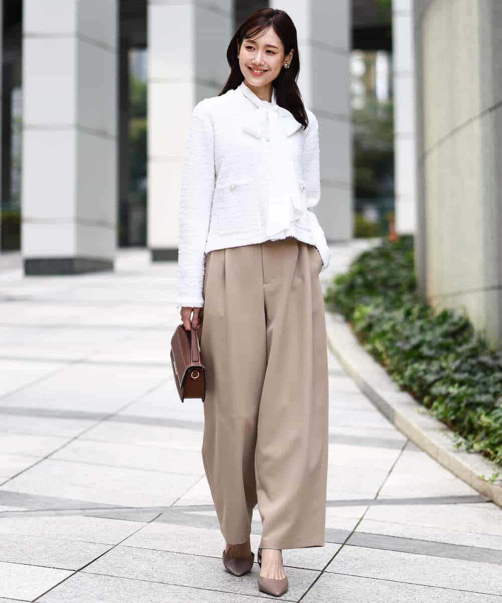 FKSDD10190 MK MICHEL KLEIN(MK ミッシェルクラン) [洗える]ニットツィードジャケット ネイビー
