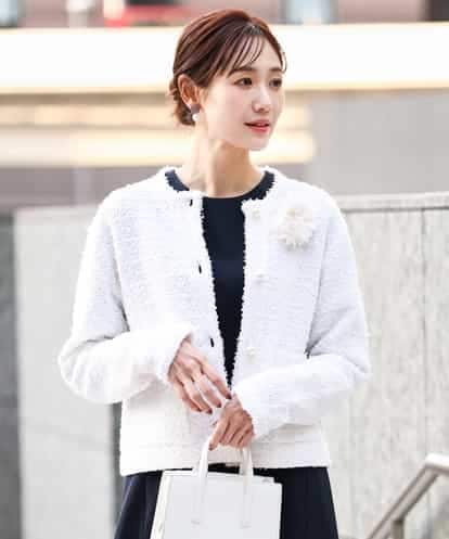 FKSDD10190 MK MICHEL KLEIN [洗える]ニットツィードジャケット