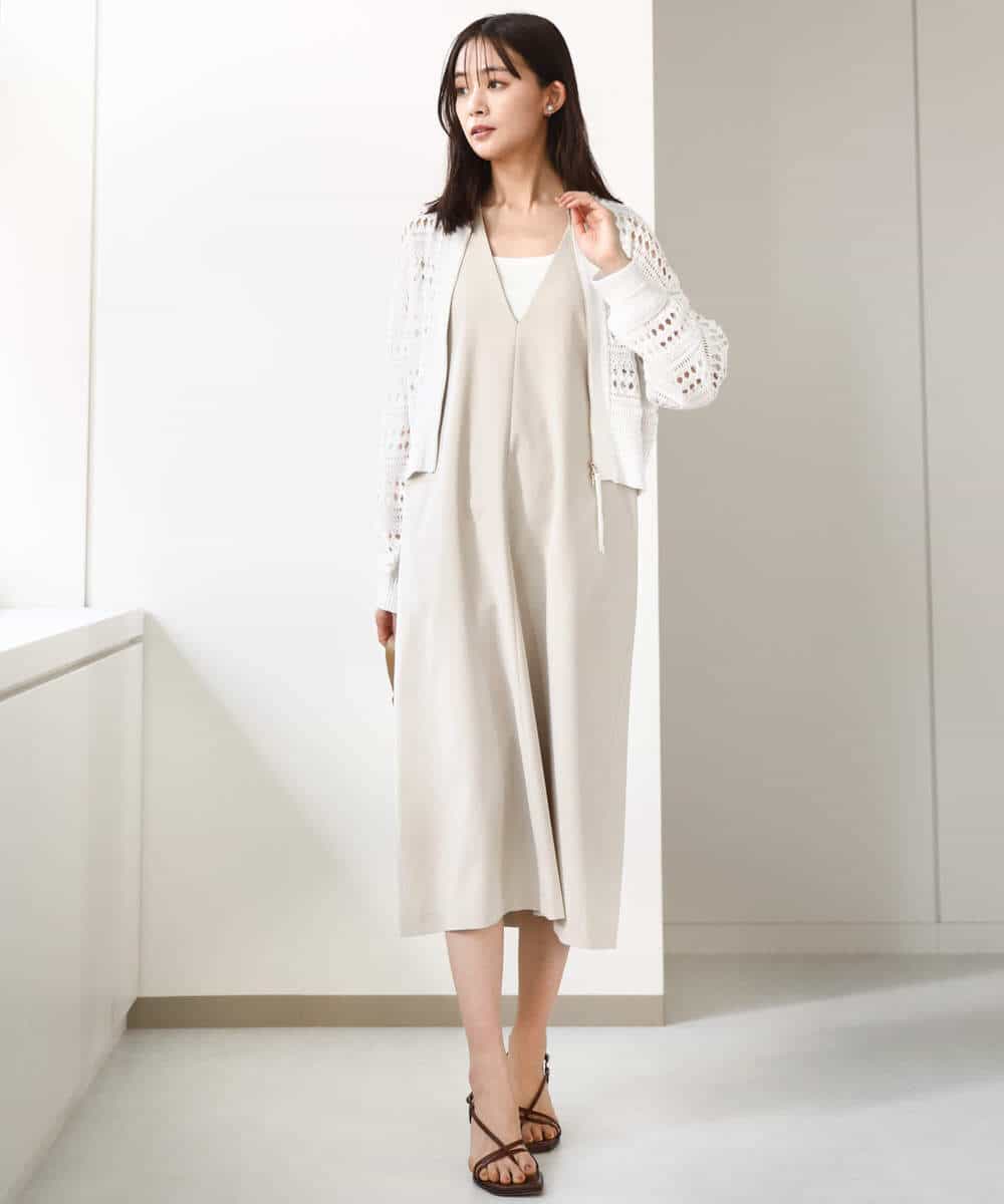 FKSGA30170 MK MICHEL KLEIN(MK ミッシェルクラン) かぎ針風編みニットブルゾン/洗える アクアブルー