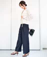 FKSGA30170 MK MICHEL KLEIN(MK ミッシェルクラン) かぎ針風編みニットブルゾン/洗える アクアブルー